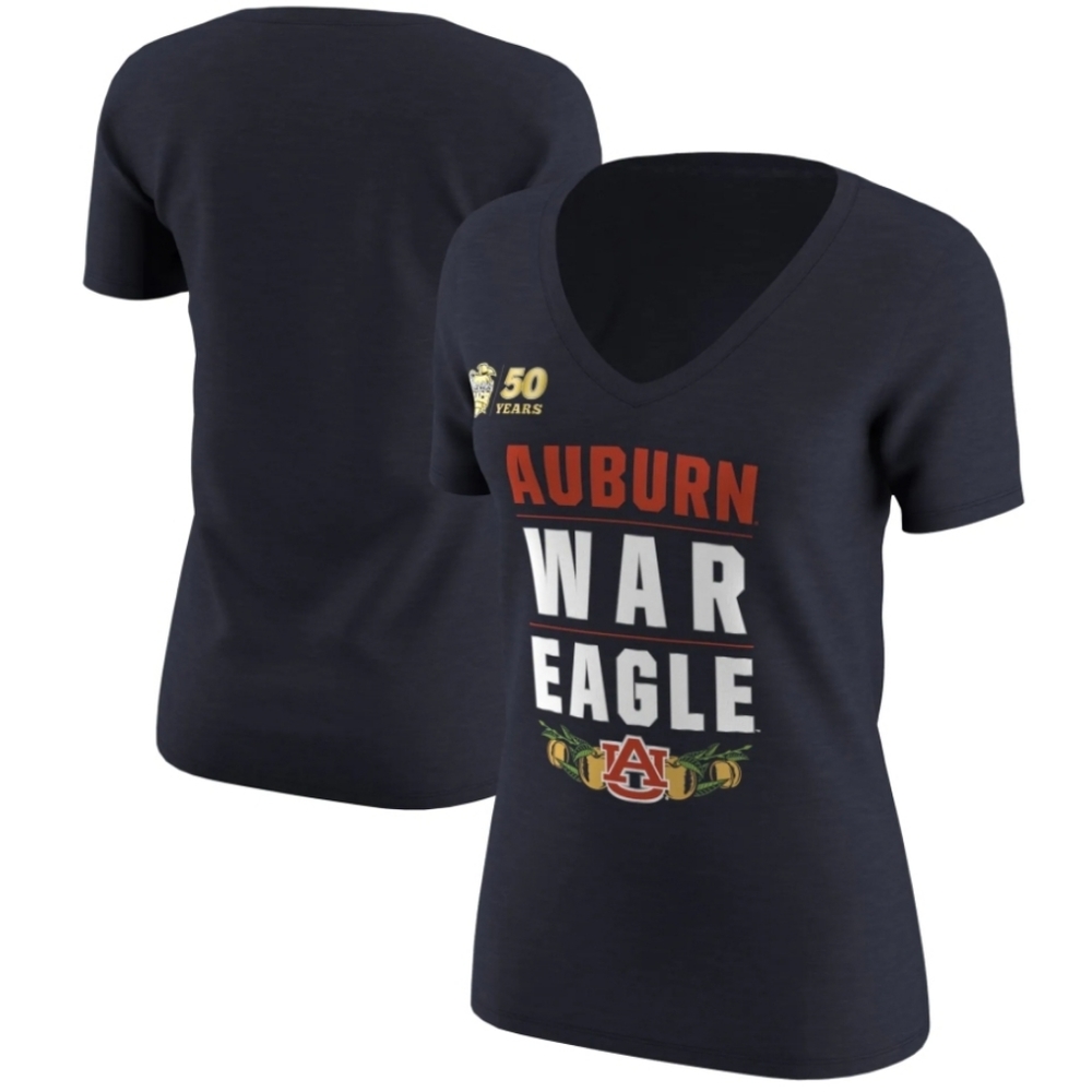 Auburn Tigers Nike Women's 2018 Peach Bowl Bound Tri-Blend V-Neck T-Shirt Medium